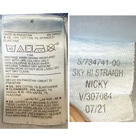 Old Navy High Waisted Button Fly Sky-Hi Straight Leg Raw Edge Hem Jeans Size 6 - Picture 14 of 16